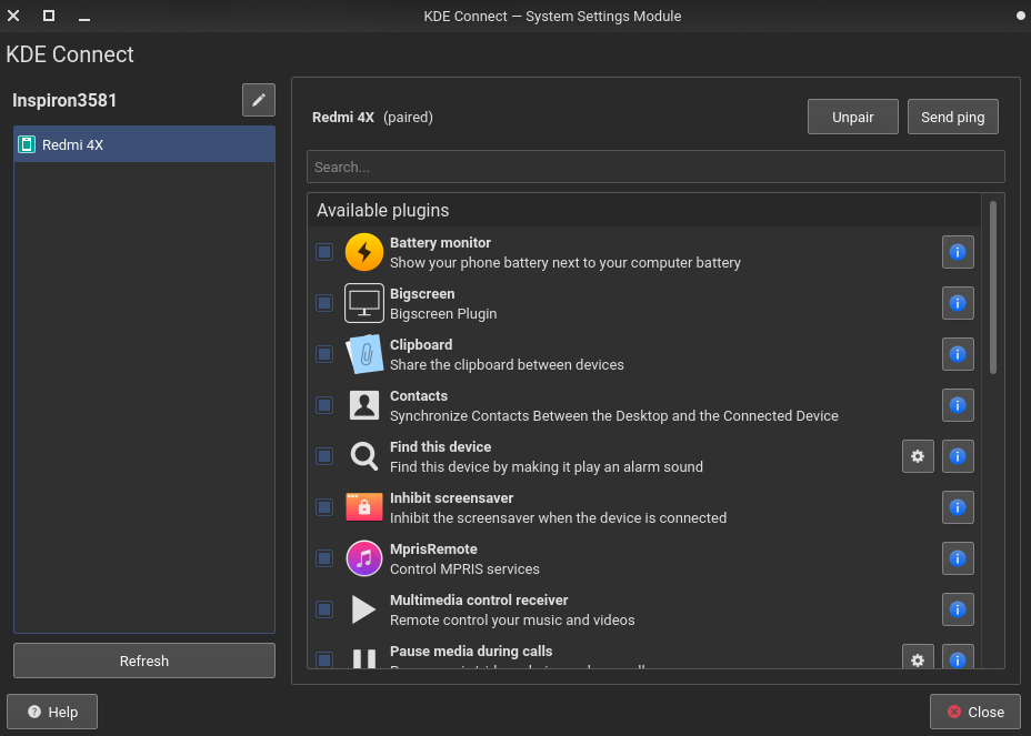 Plugins KDEConnect